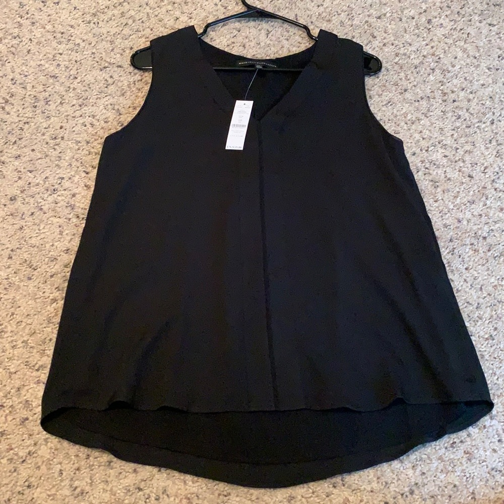 White House Black Market Black Pleated Blouse